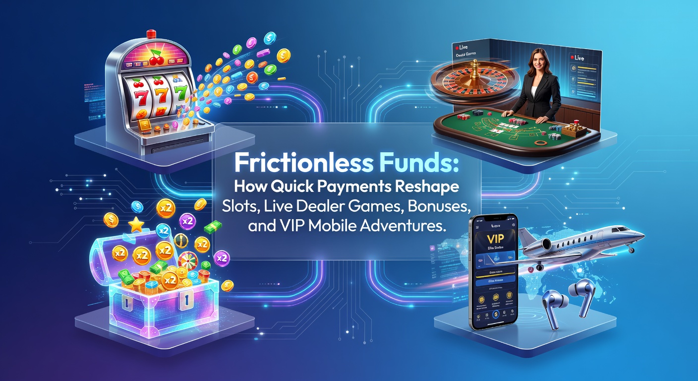 Grafik zeigt nahtlose Zahlungsströme in einem modernen Online-Casino mit Slots und Live-Tischen im Hintergrund