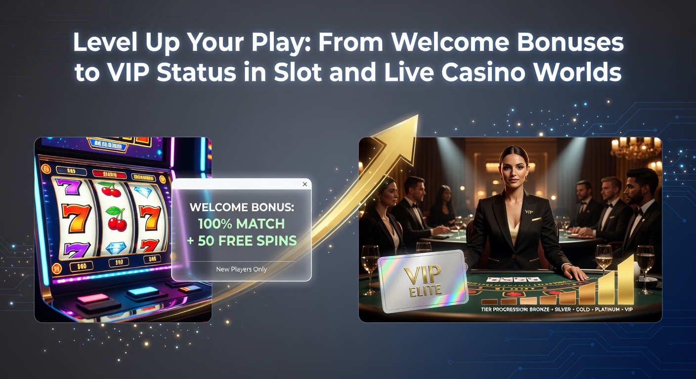 VIP-Lounge mit eleganten Live-Tischen, goldenen Chips und Slot-Jackpots im Hintergrund, symbolisierend den Aufstieg zu exklusiven Levels